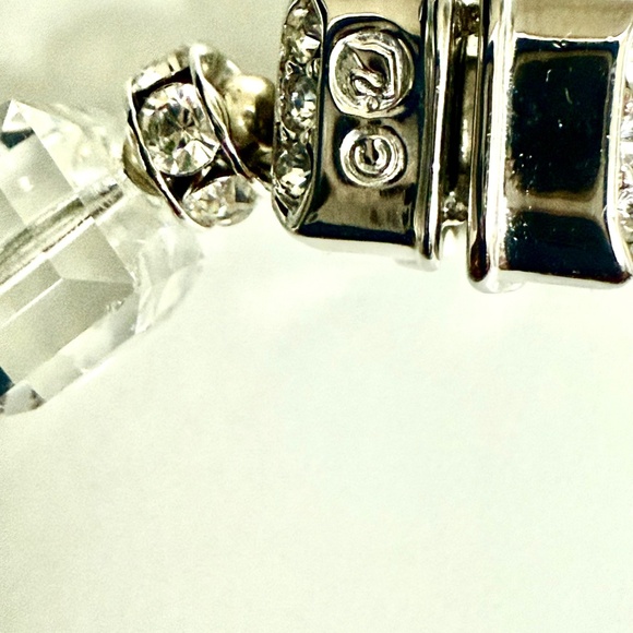 Silver Swarovski Bracelet with Ice Cube Clear Faceted Beads - Picture 2 of 4